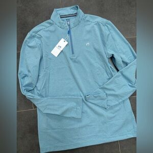 Southern Tide Aqua Striped Quarter Zip